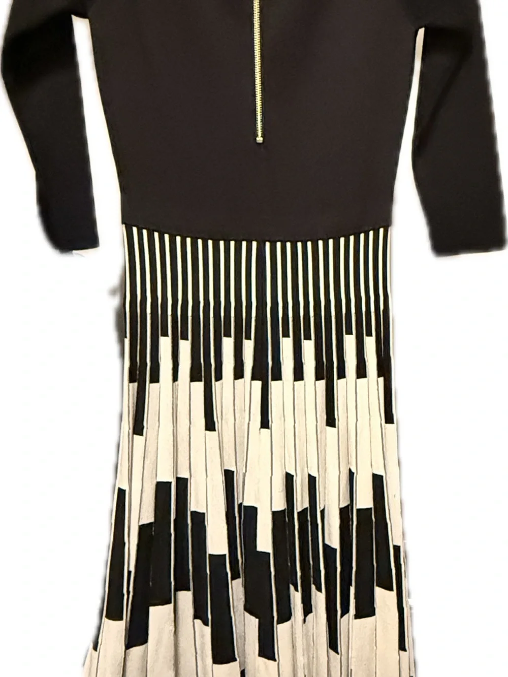 Black Fringe Midi Dress with Ivory Piano-Style Fringe - Picture 2 of 7